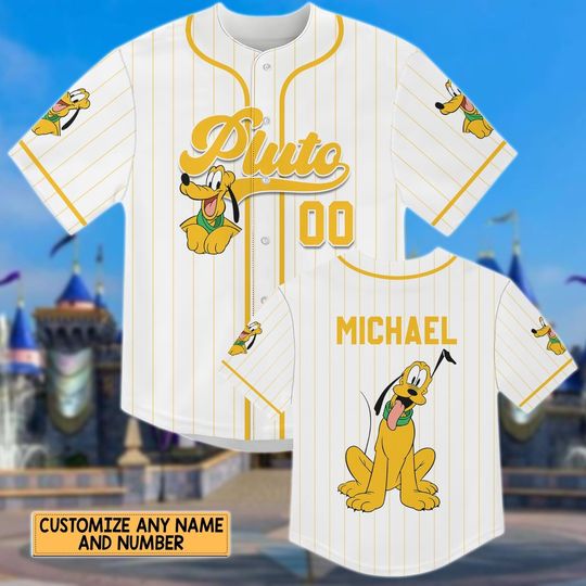 Discover Custom Pluto Baseball Jersey Shirt, Custom Name Dog Shirt, Disney Summer Vacation Outfit
