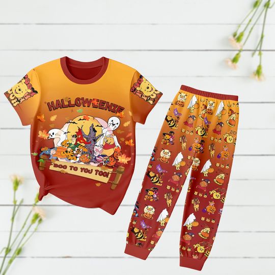 Discover Halloween Winnie the Pooh Pajamas Set, Disney Character Sleepwear, Pooh and Friends Cartoon