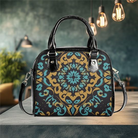 Discover Everyday shoulder bag vegan leather tote retro popular design purse spring winter fall art - black large crossbody black satchel purse