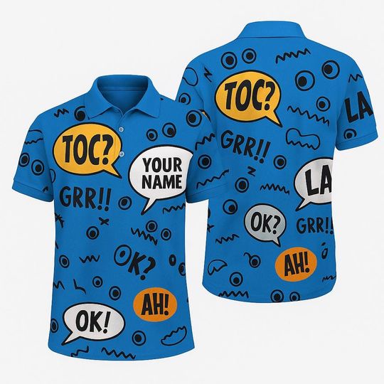 Discover Funny Comic Style Polo Shirt Custom Name Pop Art Speech Bubble Tee Gift