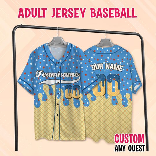 Discover Personalized Ice Cream Drip Baseball Jersey