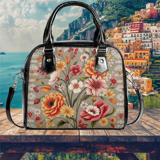 Discover Shoulder Handbag satchel messenger floral flower aesthetic bag purse black tote spring summer fall winter handbag Make a nice gift