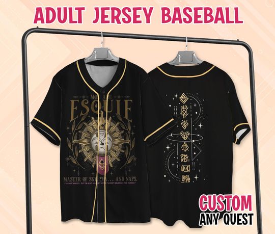 Discover Esquie Clair Obscur Expedition 33 Baseball Jersey, Distressed Gold 33 Game Shirt
