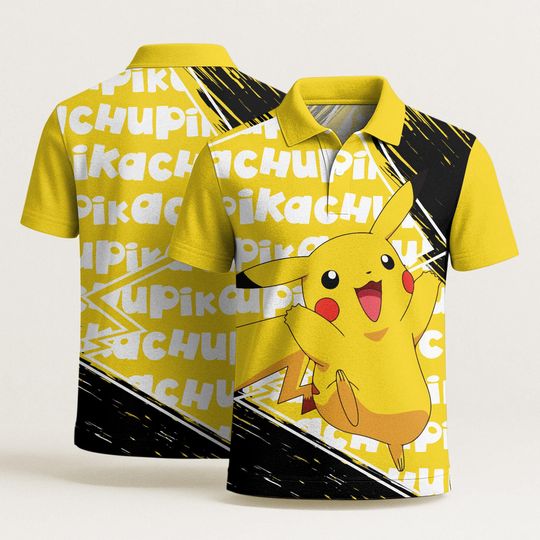 Discover Pika Polo Shirt, Unisex Graphic Polo, Fat Pika Funny Style Polo Shirt, Cute Summer Beach Shirt, Vintage Shirt, Pika Shirt Gifts