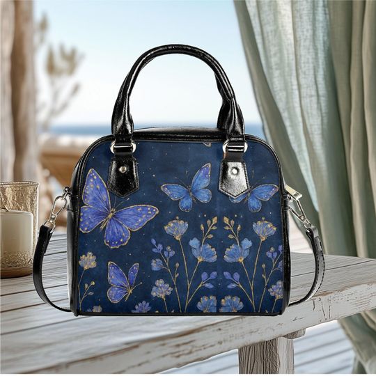 Discover Floral Shoulder Bag:  Leather Satchel with Adjustable Strap