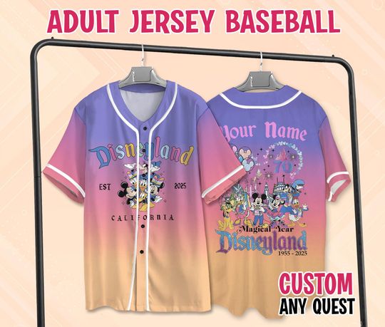 Discover Disneyland 70th Anniversary Baseball Jersey, Mickey And Friends Platinum Celebration Shirt