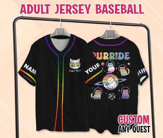 Discover Purride Baseball Jersey, Cats In Space Pride Jersey Shirt, Proud Ally Shirt