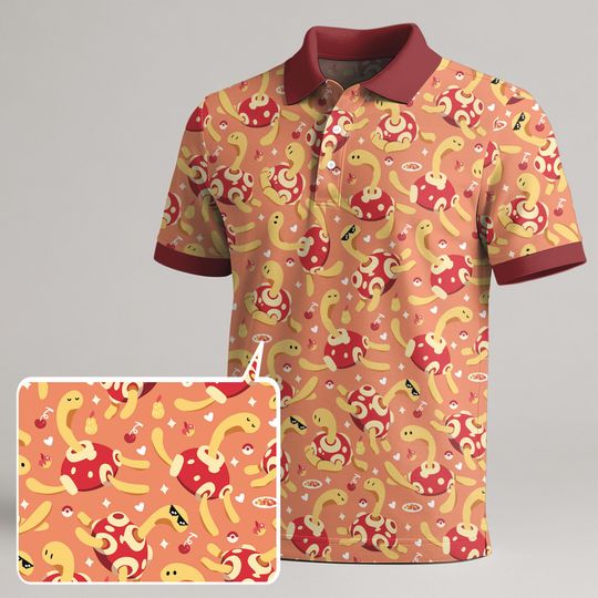 Shuckle Polo Shirt, Funny Yellow Turtle Tee, Kawaii Graphic Shirt for Summer, Cute Retro Birthday Gift Idea