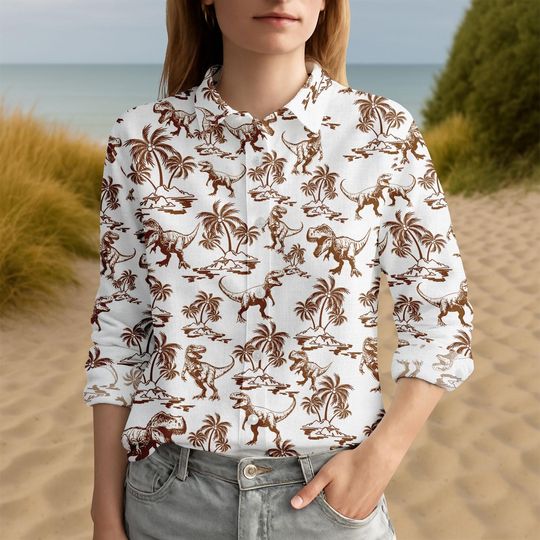 Discover Vintage Dinosaur T-Shirt for Women, Retro Dinosaur Casual Top