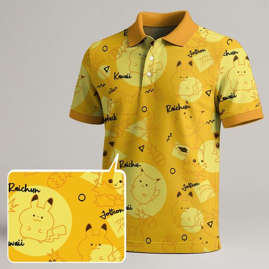 Pika Polo Shirt, Fat Pika Meme Gift Tee, Kawaii Funny Shirt for Men and Women, Summer Trendy Top