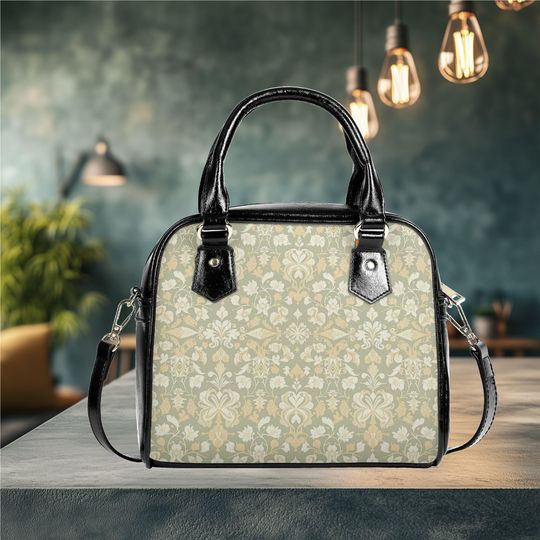 Discover Shoulder Handbag satchel messenger retro floral flower wildflower cottagecore bag purse black tote spring summer fall handbag black