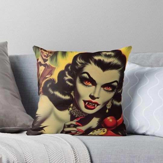 Vintage Vampire Girl Pillow