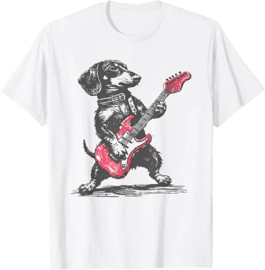 Discover Vintage Dachshund Playing Guitar Unisex T-Shirt