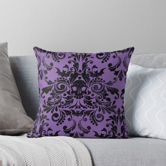 Discover Skull Damask Pattern Pillow
