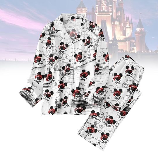 Discover Halloween Disney Mickey Minnie Pajamas, Pirate Map Pajamas, Disney Pirate Pajamas, Disney Castle Sleepwear, Halloween Pjs Kids, Women