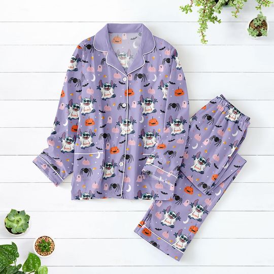 Discover Stitch Halloween Pajamas, Cute Ghost Pumpkin Pajamas, Disney Stitch Sleepwear, Halloween Kids Pjs, Gift For Kids Women