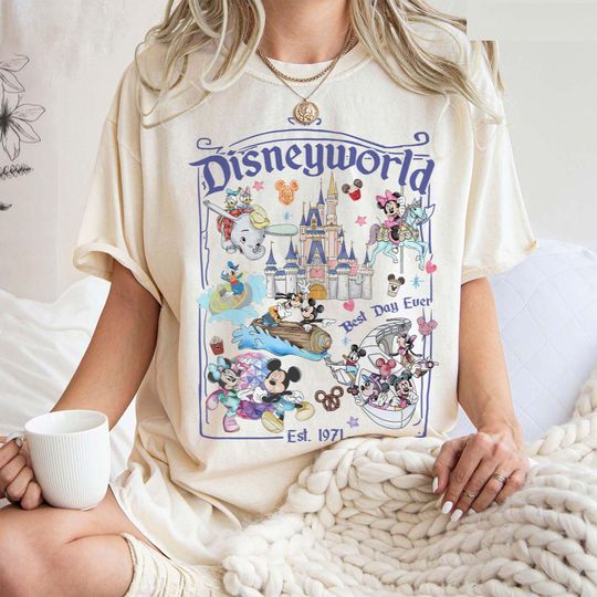 Discover Vintage Walt Disney Disneyworld Est 1971 Shirt, Disneyworld Shirt, Disney Family Vacation 2025 Shirt, Disney Trip Tee, Disney Group Shirt