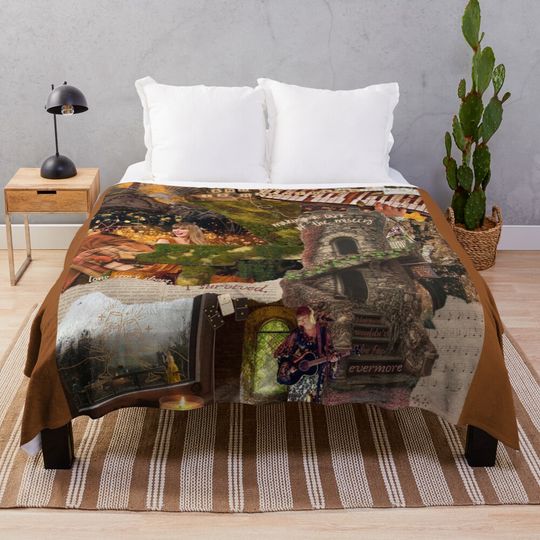 Taylorr Swifts evermore-inspired Album Collage Throw Blanket, Gift for Fan