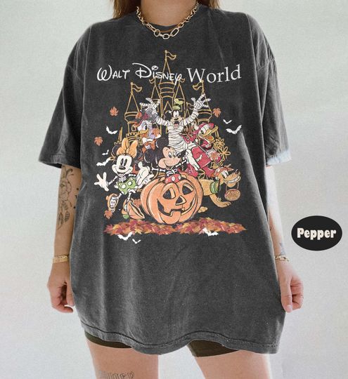 Discover Retro Walt Disney World Halloween Shirt, Mickey and Friends Halloween Family Tee, Disney Skeleton Halloween Tee, Disney Group Costume Shirt
