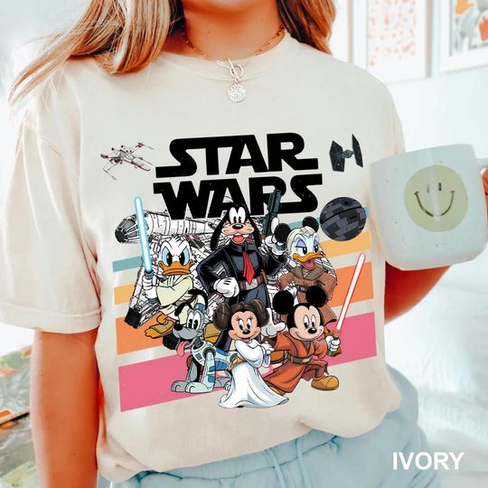 Star Wars Mickey And Friends Shirt, Disney Mickey Han Solo T-Shirt, Goofy Stormtrooper Shirts, Donald Duck Jedi Shirt, Galaxy's Edge Tees