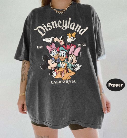 Discover Retro Disneyland California Comfort Color Shirt, Mickey And Friends Shirt, Disneyland est 1955 Shirt, Disney Family Vacation Tee