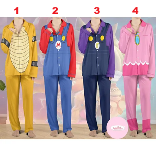 All Characters Super Mario Pajamas Set, Mario Luigi Princess Peach Christmas Pajamas Kids Adult Matching, Mario Birthday Boy, Birthday Girl