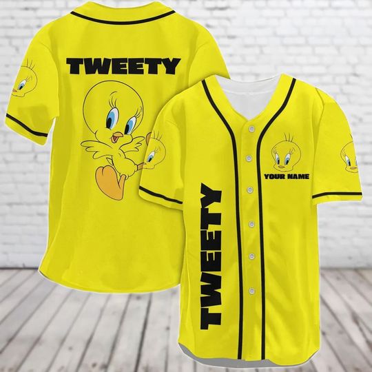 Custom Tweety Jersey Shirt, Tweety Baseball Shirt, Tweety Bird Baseball Jersey