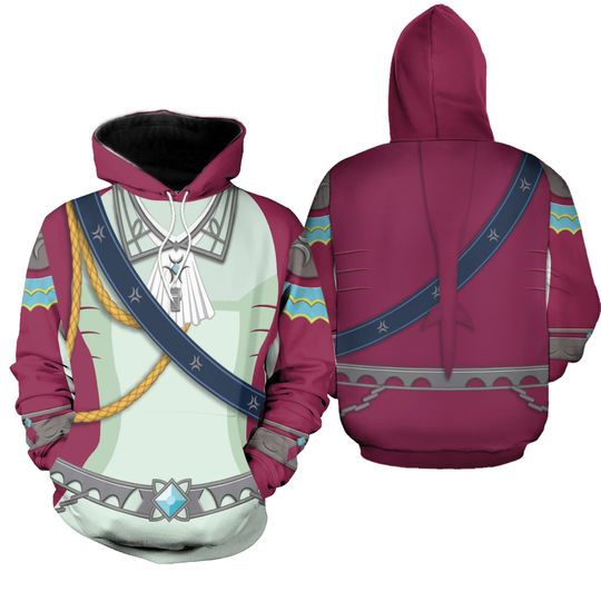 Prince Sidon Zelda Costume Hoodie Jogger, The Legend Of Zelda Cosplay Hoodie Sweatshirt T-Shirt, Breath Of The Wild, Halloween Gifts