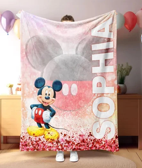 Disney Mickey Mouse Portrait Art Customize Fleece Blanket
