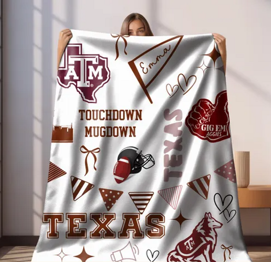 Personalized College Blanket Custom University School Spirit Gift