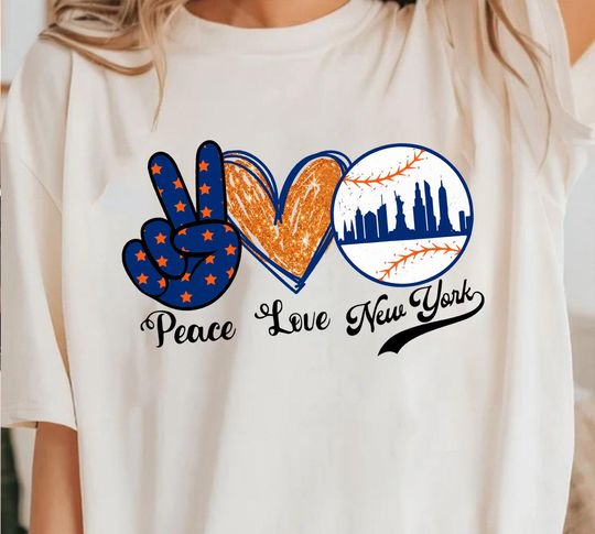 Discover Peace Love New York T-Shirt, Baseball Fan Gift, Game Day Tee