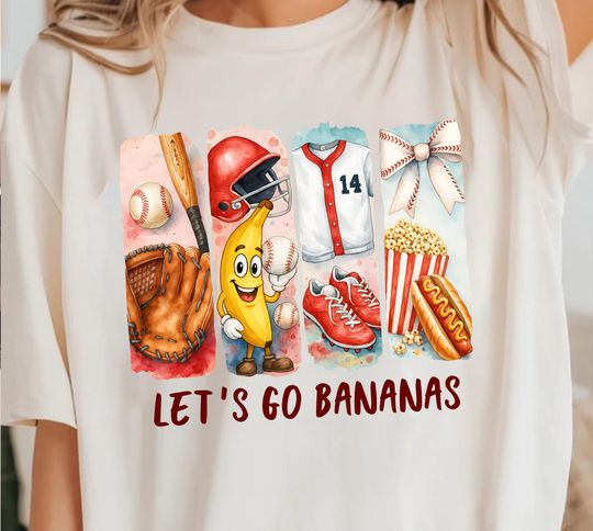 Let's Go Bananas Baseball T-Shirt, Coffee, Snacks, Game Day