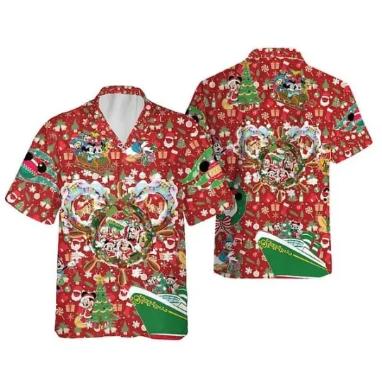 Discover Disney Cruise Hawaiian Christmas World Aloha Mickey Friends Hawaiian Shirt