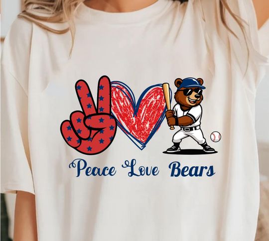 Discover Peace Love Bears T-Shirt, Vintage Baseball Tee