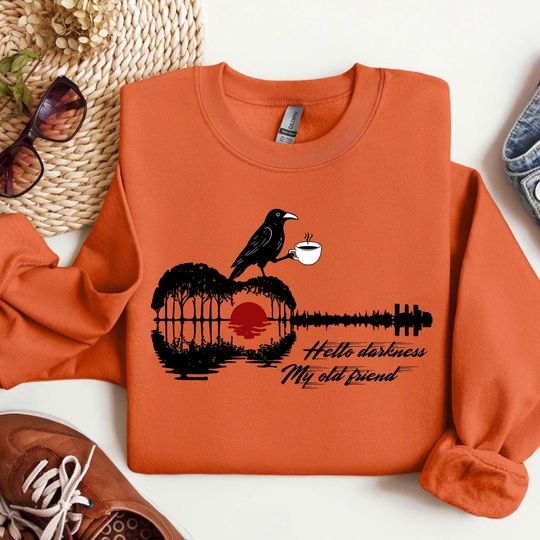 Hello Darkness My Old Friend Sweatshirt, Raven Crow Coffee Sweatshirt