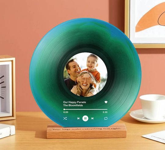 Birthday Gift for Her Him - Personalized Vinyl Record with Photo - Romantic Acrylic Plaque Gift for Girlfriend, Boyfriend - Christmas Gifts