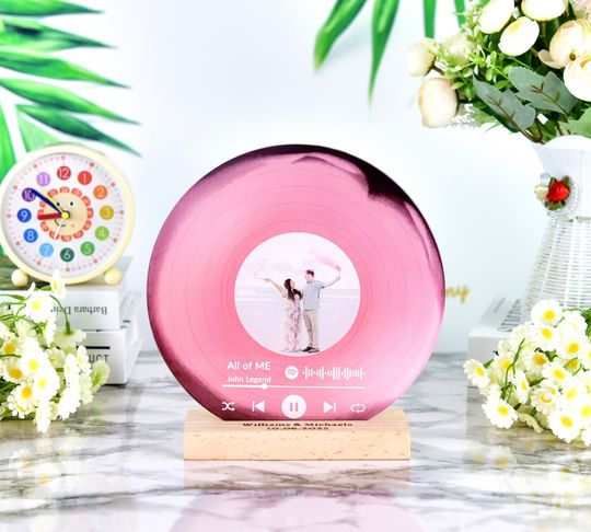 Personalized Vinyl Record with Photo, Anniversary Gift for Friends, Birthday Gift for Her Him, Acrylic Song Plaque, Christmas Gifts