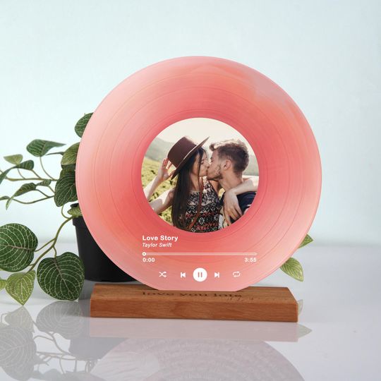 Personalized Vinyl Record with Photo - Acrylic Song Plaque - Anniversary Gift for Friends - Birthday Gift for Her Him - Christmas Gifts