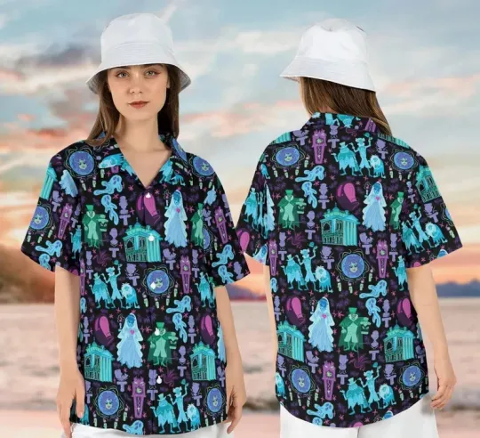 Discover Disney Haunted Mansion Hitchhiking Ghosts Foolish Mortals Aloha Hawaiian Shirt