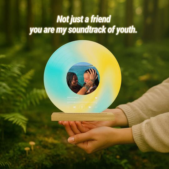 Personalized Vinyl Acrylic Song Plaque I Record with Photo- Anniversary Gift for Friends I Birthday Gift I Valentine Christmas  Mom Gifts T4
