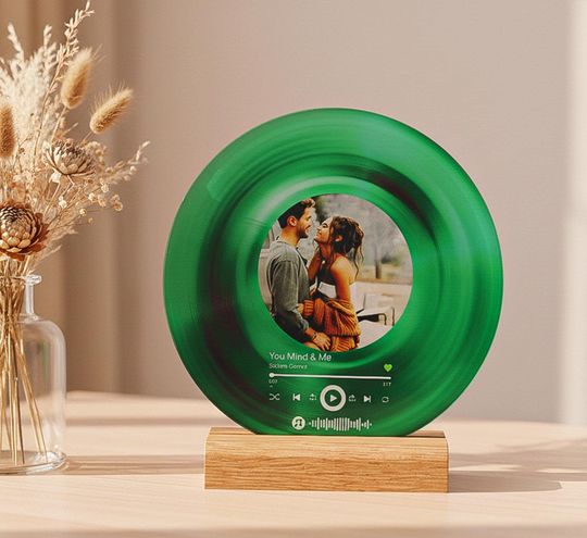Personalized Vinyl Record with Photo  Acrylic Song Plaque  Unique Music Gift for Anniversary, Birthday, Wedding, Him or Her