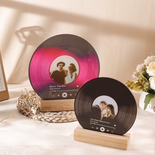 Custom Vinyl Record with Photo, Personalized Music Record Plaque, Song Album Cover Record, Acrylic Music Plaque, Birthday Gift for Boyfriend