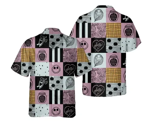 Disney The Nightmare Before Christmas Jack Zero Sally's Patchwork Hawaiian Shirt
