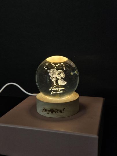 Personalized Crystal Globe Gift  Custom 3D Engraved Sphere for Couples, Romantic Keepsake