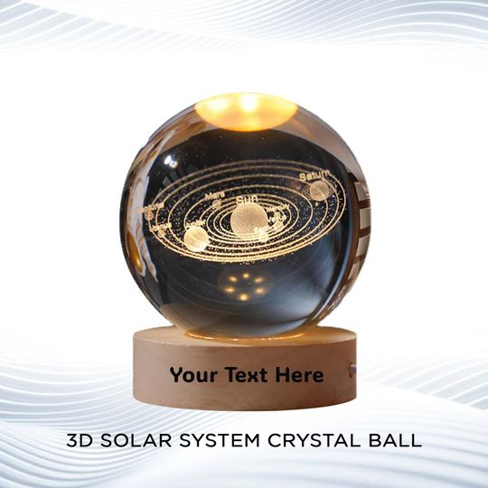Personalized 3D Galaxy Crystal Ball LED Night Light: Custom Solar System