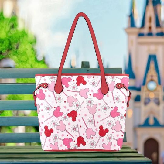 Discover Mickey Lollipops Leather Tote Bag, Woman Bag, Gift For Her