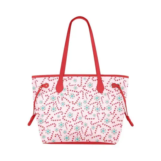 Winter Christmas Candy Leather Tote Bag, Woman Bag, Gift For Her