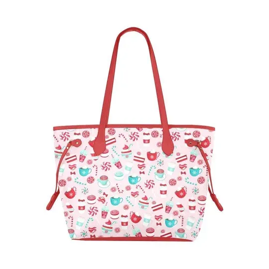 Winter Christmas Candy Leather Tote Bag, Woman Bag, Gift For Her