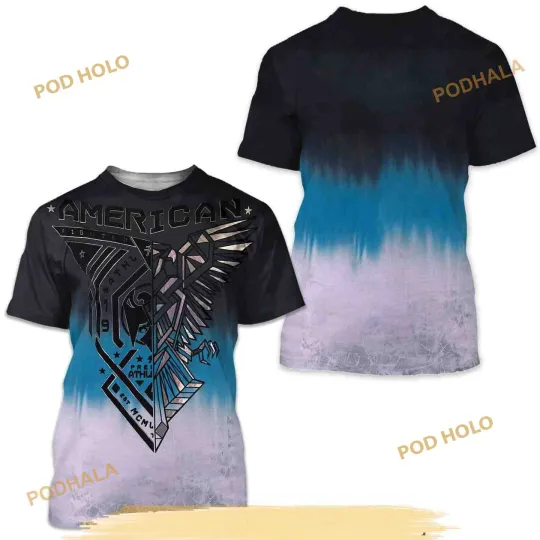 Discover American Fighter Mens 3D Shirt Hayward White Multicolor Athletic