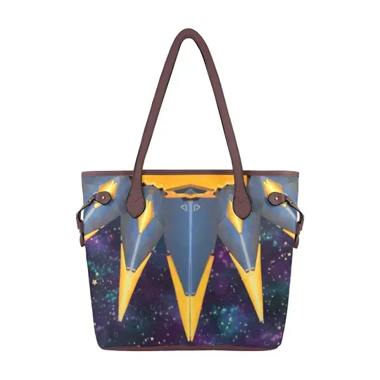 Cosmic Rewind Starblaster Leather Tote Bag, Woman Bag, Gift For Her